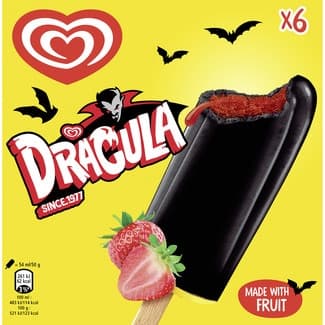 Drácula helado sabor cola, fresa y un toque de vainilla sin gluten 6 unidades estuche 324 ml - Frigo