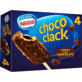 Bombón helado de vainilla con chocolate almendrado relleno de cacao sin gluten 4 unidades estuche 360 ml - Nestle Chococlak