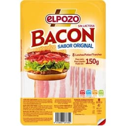 Bacon sabor original en lonchas sin gluten sin lactosa envase 150 g - Elpozo