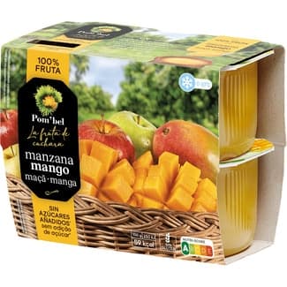 Compota de manzana y mango 100% fruta sin gluten pack 4 tarrinas 100 g - Pom'bel