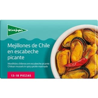 Mejillones de Chile en escabeche picantes 13-18 piezas sin gluten lata 69 g neto escurrido - El Corte Ingles