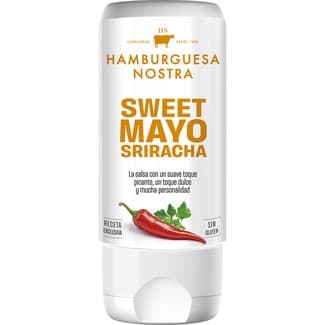 Salsa HN Sweet Mayo Sriracha sin gluten envase 180 ml - Hamburguesa Nostra