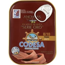 Filetes de anchoa del Cantábrico en aceite de oliva lata 32 g neto escurrido - Codesa Serie Oro