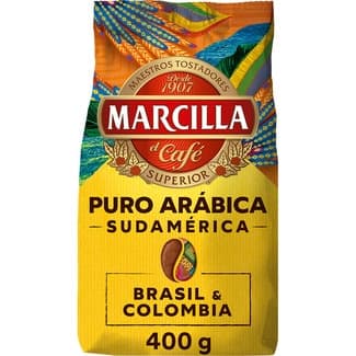 Café en grano Brasil y Colombia puro arábica Sudamérica paquete 400 g - Marcilla