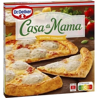 Pizza 4 quesos mozzarella edam emmental y azul Quattro Formaggi envase 410 g - Dr.oetker Casa Di Mama