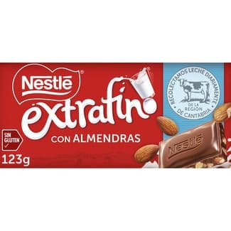 Chocolate con leche y almendras sin gluten tableta 123 g - Nestle Extrafino