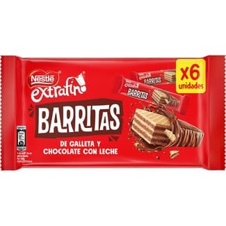 Barritas de galleta y chocolate con leche 6 unidades envase 108 g - Nestle Extrafino