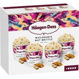 Helado de vainilla con nueces de macadamia caramelizadas 4 unidades estuche 380 ml - Haagen-dazs