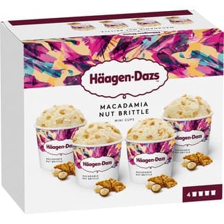 Helado de vainilla con nueces de macadamia caramelizadas 4 unidades estuche 380 ml - Haagen-dazs