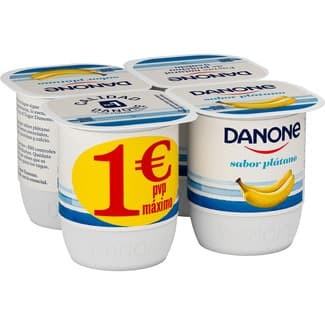 Yogur sabor plátano sin gluten pack 4 unidades 120 g - Danone