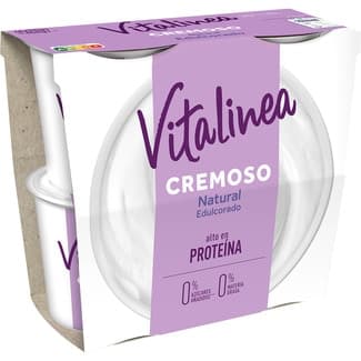 Yogur natural edulcorado cremoso desnatado 0% m.g. 0% azúcares añadidos pack 4 unidades 120 g - Danone Vitalinea