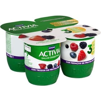 Bífidus con trozos de frutos del bosque pack 4 unidades 120 g - Danone Activia