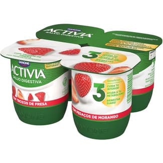 Bífidus con trozos de fresa pack 4 unidades 120 g - Danone Activia