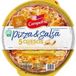 Pizza 5 quesos gouda, cheddar, mozzarella y emmental con salsa de queso semicurado envase 365 g - Campofrio