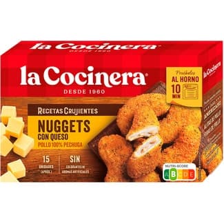 Recetas Crujientes nuggets de pollo con queso 15 unidades estuche 350 g - La Cocinera
