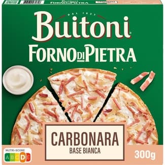 Pizza carbonara con bacon cebolla y crema de leche estuche 300 g - Buitoni Forno Di Pietra