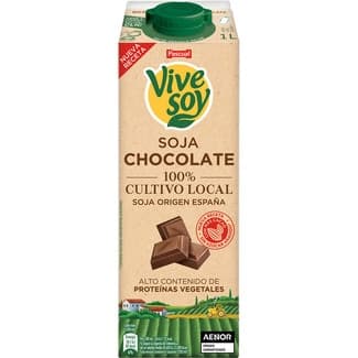Bebida de soja sabor chocolate alto contenido en proteínas vegetales brik 1 l sin azúcar añadido - Vivesoy