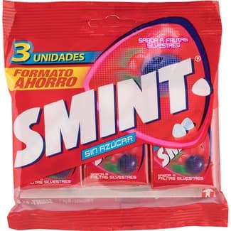 Caramelos duros sin gluten y sin azúcar sabor frutas silvestres formato ahorro pack 3 unidades 24 g - Smint