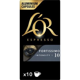 Café Fortíssimo intensidad 10 estuche 10 cápsulas compatibles con máquinas Nespresso - L'or Espresso