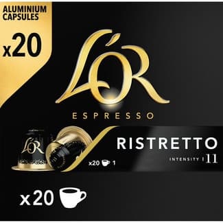 Café Ristretto intensidad 11 estuche 20 cápsulas compatibles con máquinas Nespresso - L'or Espresso