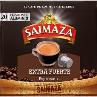 Café Espresso Extra Fuerte intensidad 11 estuche 20 cápsulas compatibles con máquinas Nespresso - Saimaza