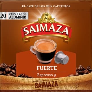 Café Espresso Fuerte intensidad 9 estuche 20 cápsulas compatibles con máquinas Nespresso - Saimaza