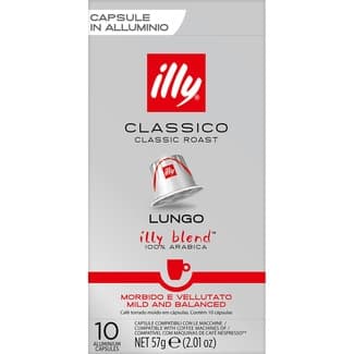 Café espresso 100% arábica Classico Lungo estuche 10 cápsulas compatibles con máquinas Nespresso - Illy