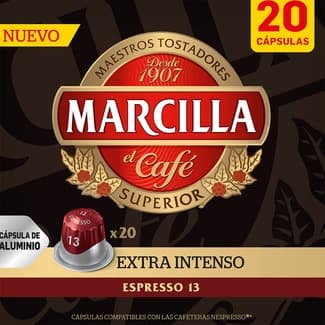 Café extra intenso intensidad 13 estuche 20 cápsulas compatibles con máquinas Nespresso - Marcilla