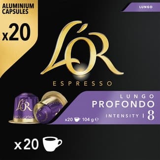 Café Lungo Profondo intensidad 8 estuche 20 cápsulas compatibles con máquinas Nespresso - L'or