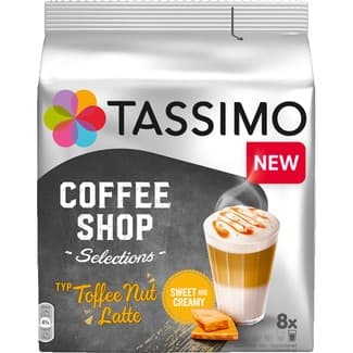 Café espresso sabor caramelo con nueces y con suave espuma de leche Coffe Shop estuche 8 cápsulas - Tassimo