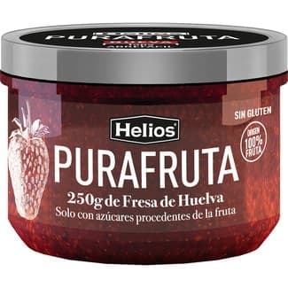 Mermelada de fresa de Huelva sin gluten frasco 250 g solo con azúcares procedentes de la fruta - Helios Purafruta
