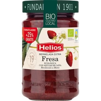 Bio mermelada  ecológica extra de fresa con azúcar de caña frasco 440 g - Helios
