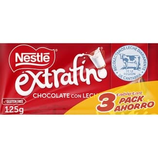 Chocolate con leche extrafino sin gluten pack 3 tabletas 125 g - Nestle Extrafino