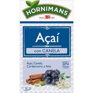 Infusión de Açai, canela, cardamomo y anís sin teína estuche 20 bolsitas - Hornimans