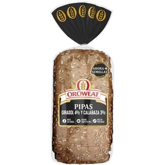 Pipas pan de molde con pipas de girasol 4% y calabaza 3% bolsa 550 g - Oroweat
