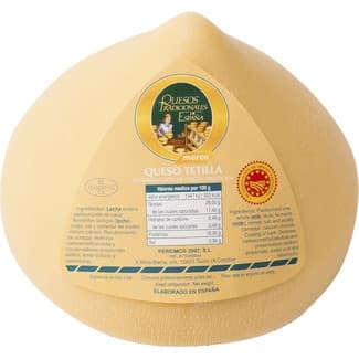 Queso gallego de vaca elaborado con leche pasteurizada DOP Queso Tetilla peso aproximado pieza 1 kg - Merco