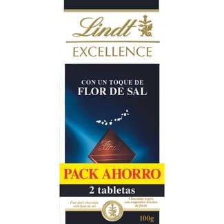 Chocolate negro con flor de sal pack 2 tabletas 100 g - Lindt Excellence