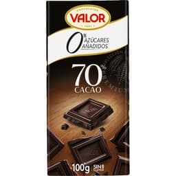 Chocolate negro 70% cacao 0% azúcares añadidos y sin gluten tableta 100 g - Valor