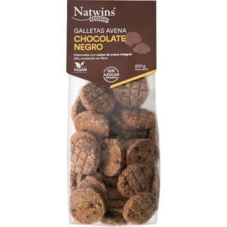 Galletas de avena integral con chocolate negro sin azúcar añadido bolsa 200 g - Natwins