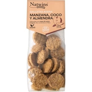 Galletas de avena integral  con manzana, coco y almendra sin azúcar añadido bolsa 200 g - Natwins