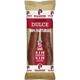 Chorizo dulce 100% natural sin gluten sin lactosa pieza 250 g - Palacios