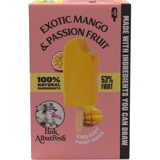 Helado cremoso frutal de mango y maracuyá 4  unidades envase 260 ml - Pink Albatross