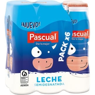 Leche semidesnatada pack 6 botellas 188 ml - Pascual