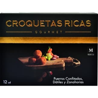 Gourmet croquetas de puerro confitado, dátiles y zanahoria bandeja 300 g - Croquetas Ricas