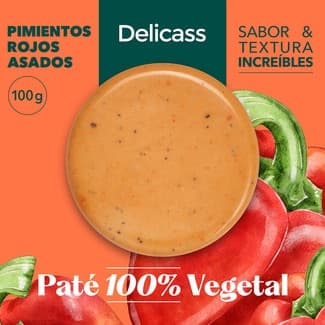 Paté vegetal con pimientos rojos asados sin gluten sin lactosa envase 100 g - Delicass