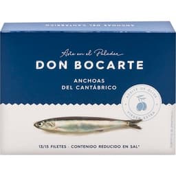 Anchoas del Cantábrico en aceite de oliva virgen extra 13-15 piezas lata 50 g - Don Bocarte
