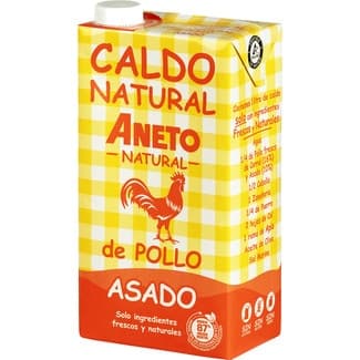 Caldo de pollo asado 100% natural sin gluten y sin lactosa envase 1 l - Aneto