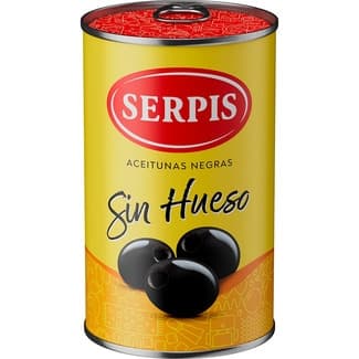 Aceituna negras cacereñas sin hueso lata 130 g neto escurrido - Serpis