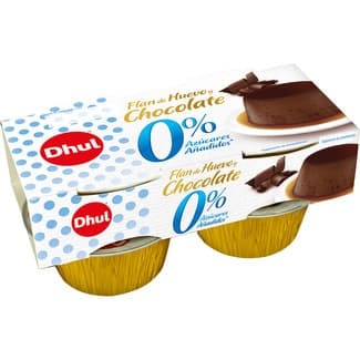 Flan de huevo y chocolate 0% azúcares añadidos pack 4 unidades 100 g - Dhul