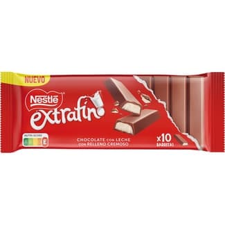 Chocolate con leche con relleno cremoso 10 barritas tableta 100 g - Nestle Extrafino